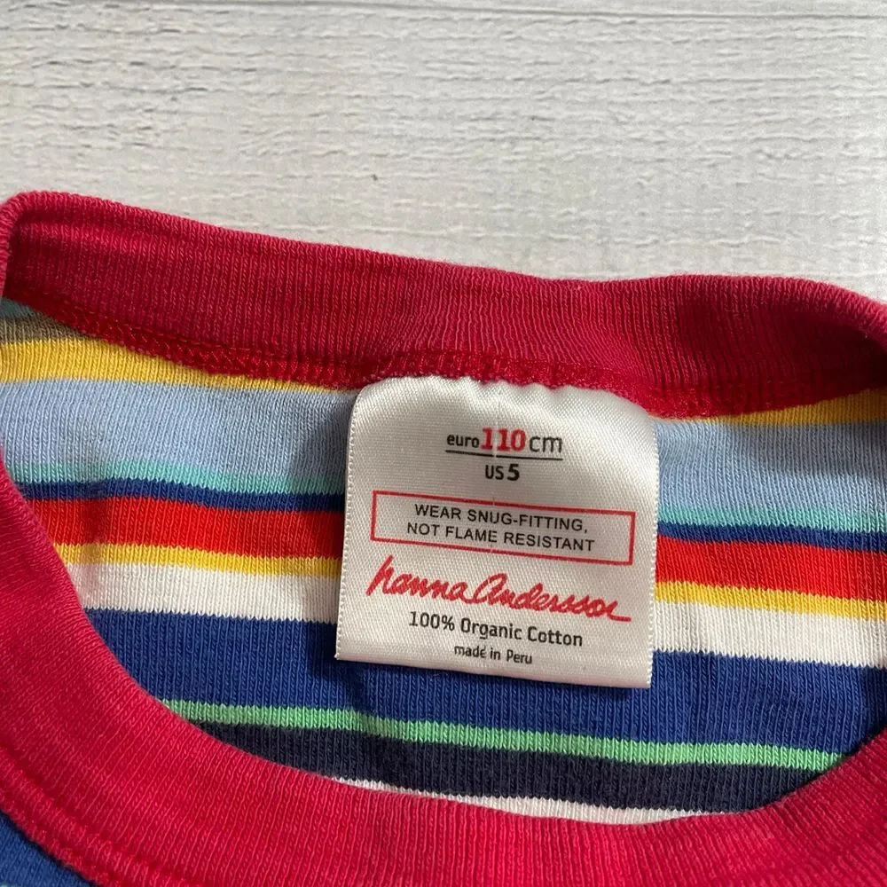 Hanna andersson rainbow stripe short sleeve pajama‎ top 110/5